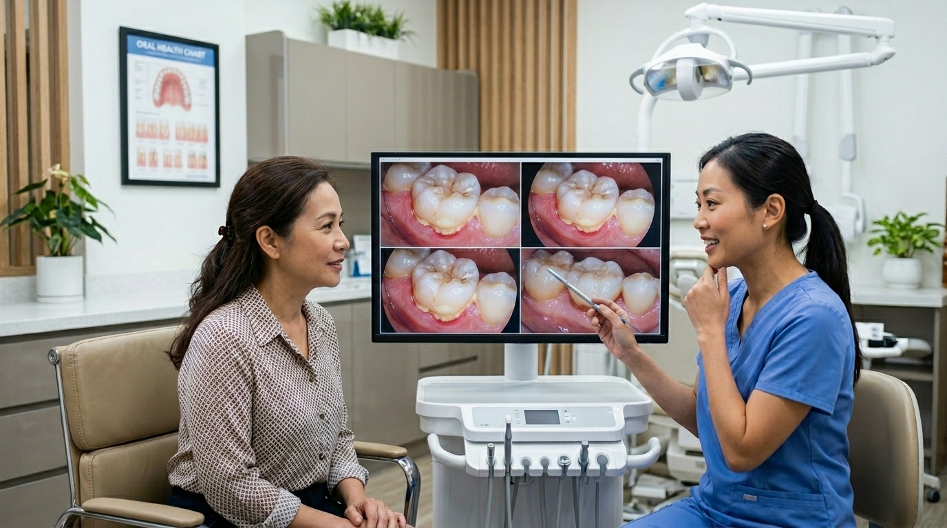 Khách Hàng Quan Sát Tình Trạng Răng Miệng Trực Tiếp