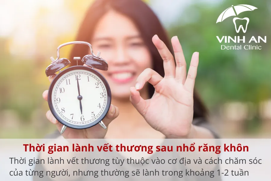 Thời gian vết thương sau nhổ răng trung bình từ 1-2 tuần