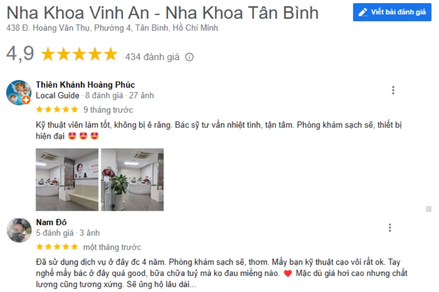 Cảm nhận về trải nghiệm của khách hàng sau khi sử dụng dịch vụ tại Nha khoa Vinh An